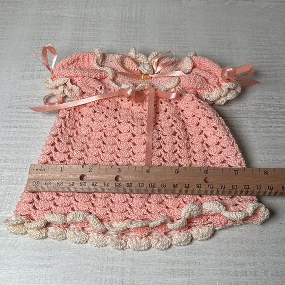 Toilet Paper Vintage Cover Doll Peach Crochet Grandma Cottage Victorian - Picture 11 of 13